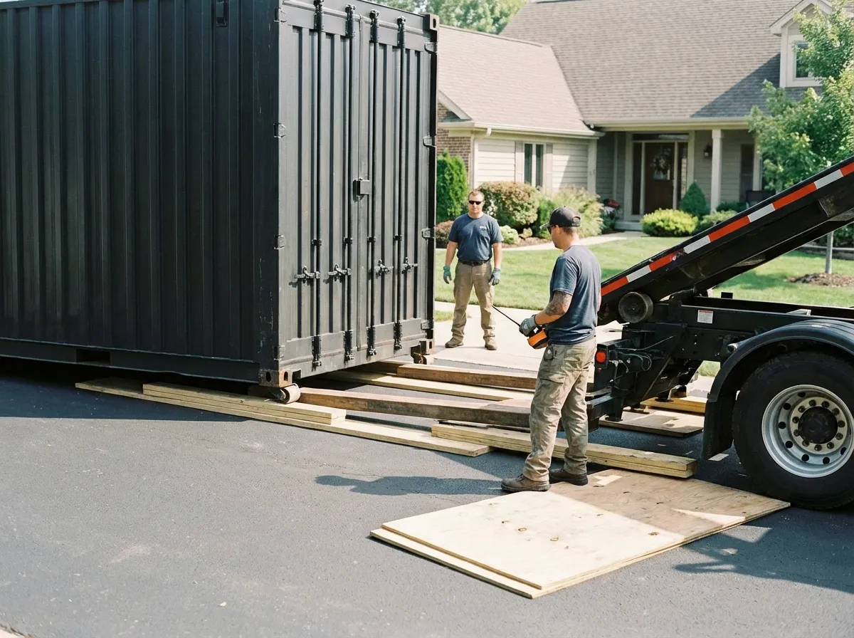 Driveway protection and delivery preparation for dumpster rental in Joliet, IL