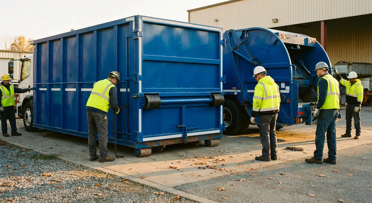Roll-off dumpster loaded with construction debris in Joliet, IL