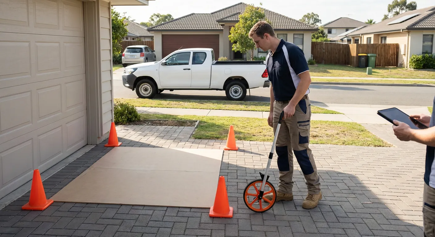 Site assessment for dumpster placement showing clearance requirements in Joliet, IL