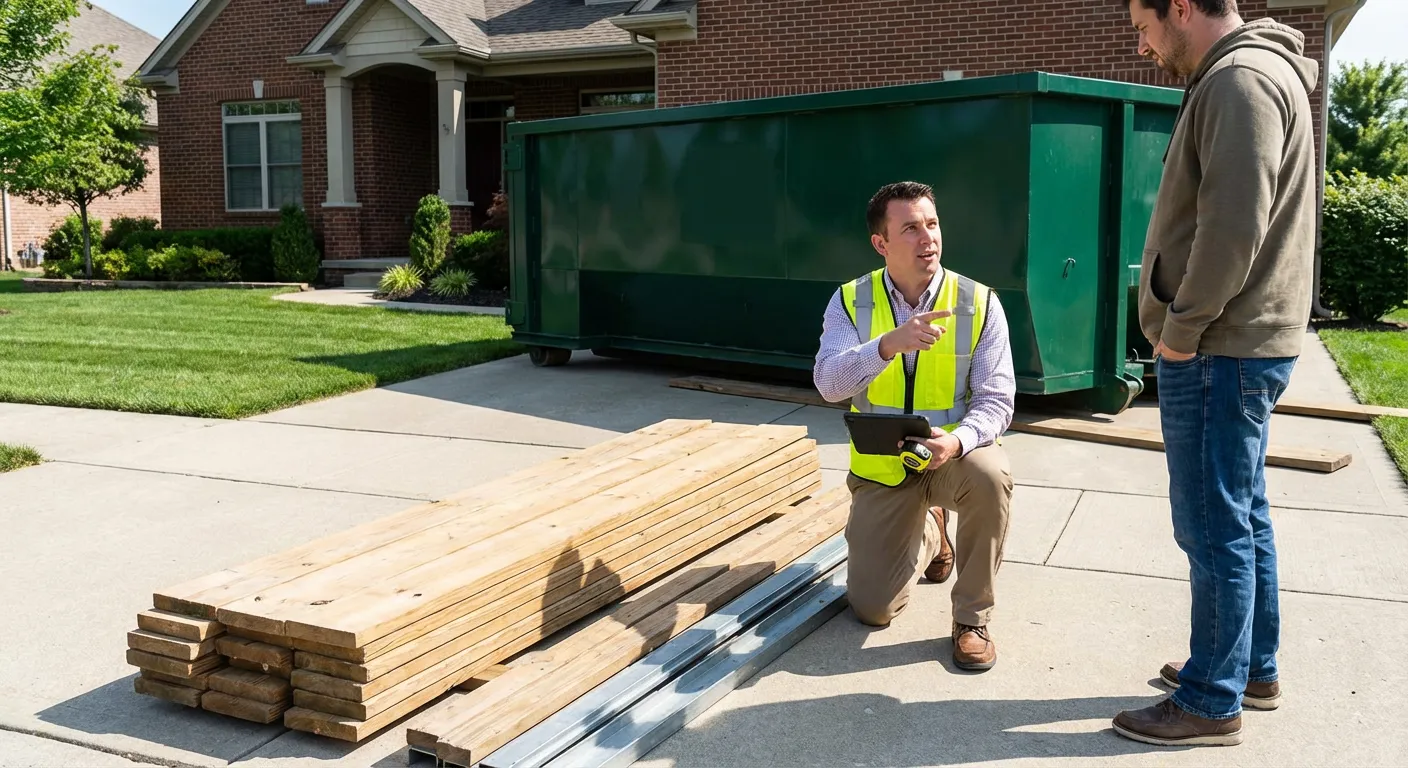Dumpster rental delivery truck in Joliet