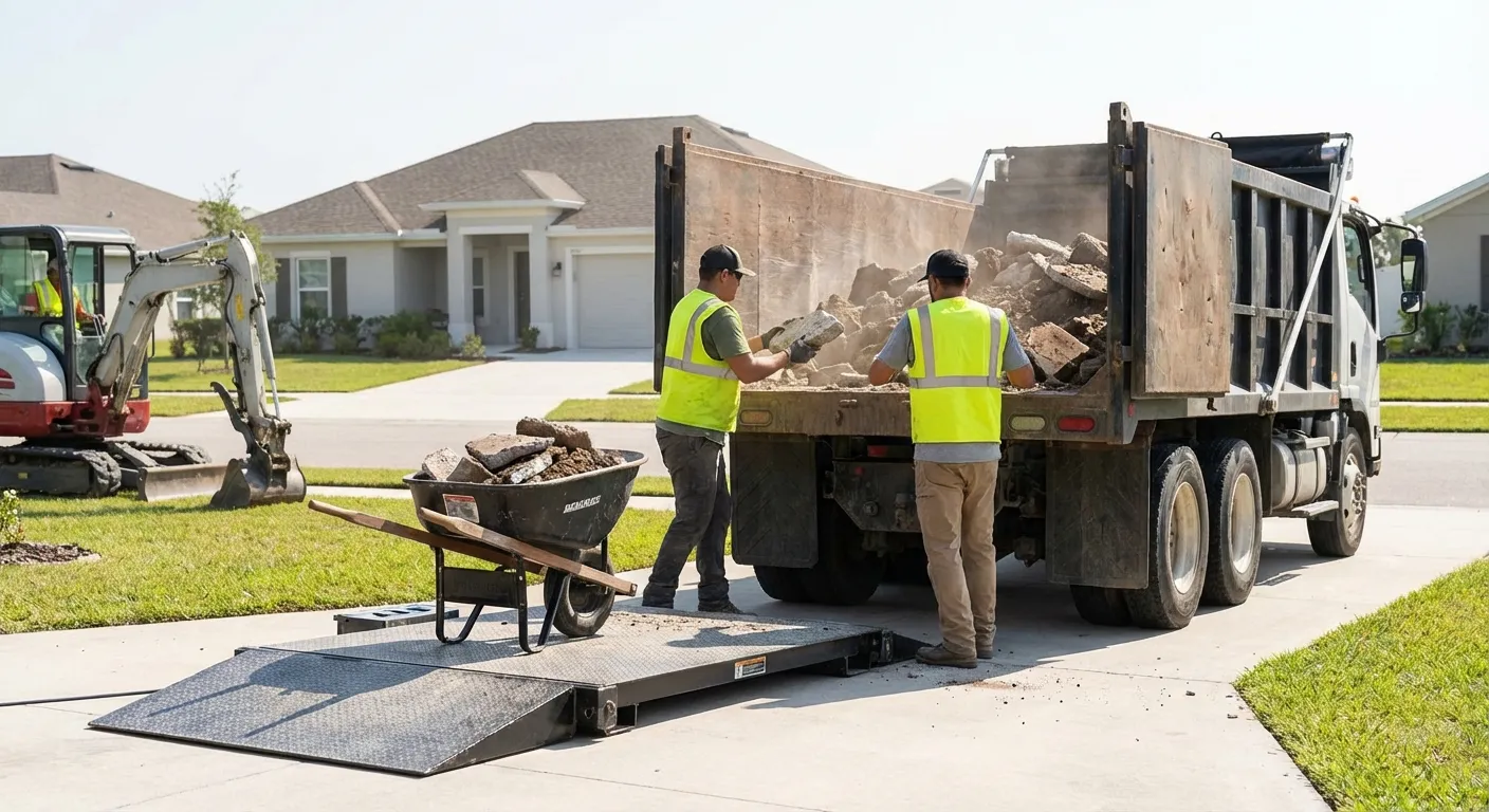 Heavy debris dumpster loaded with concrete in Joliet, IL