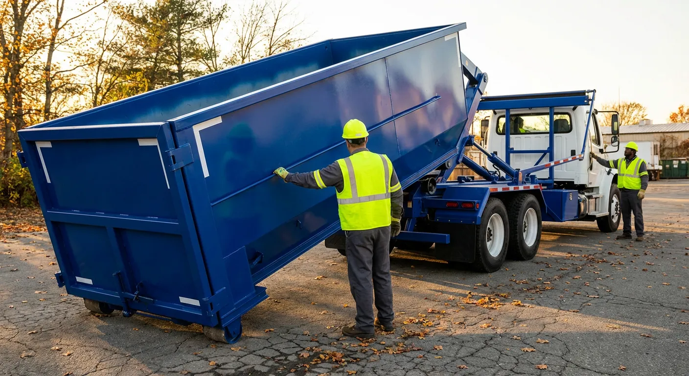 Commercial roll-off dumpster delivery truck in Joliet, IL