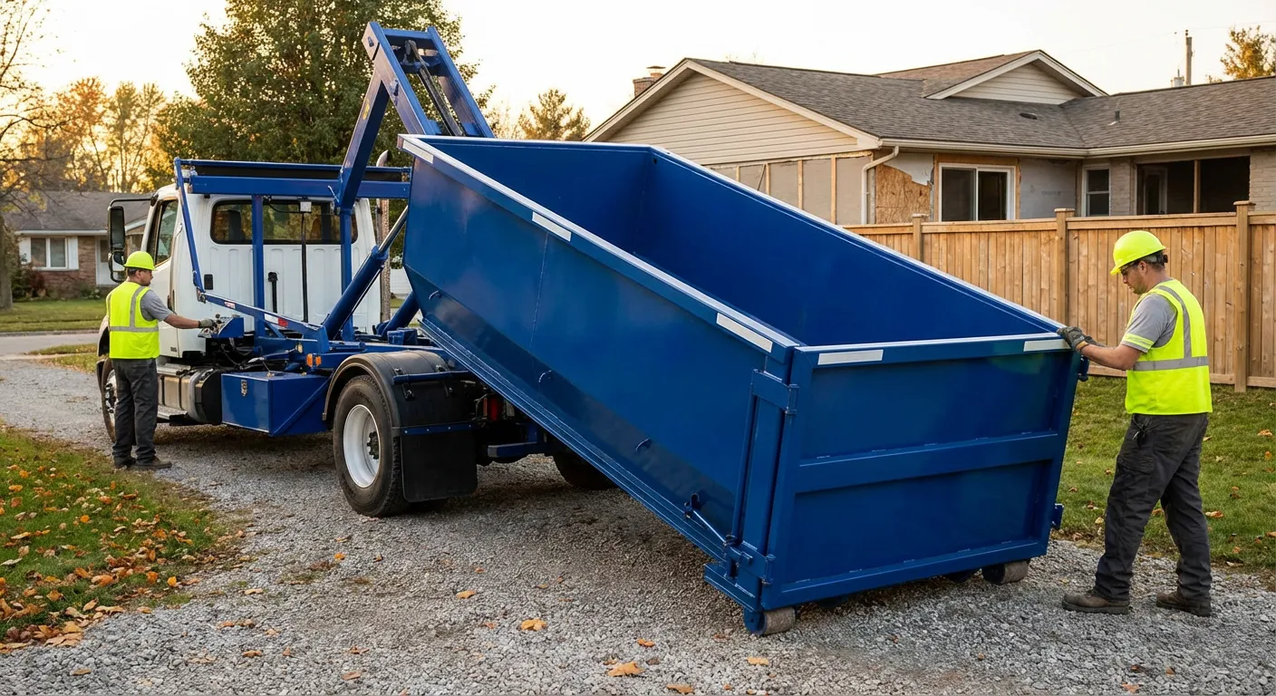 Roll-off dumpster rental delivery truck in Joliet, IL