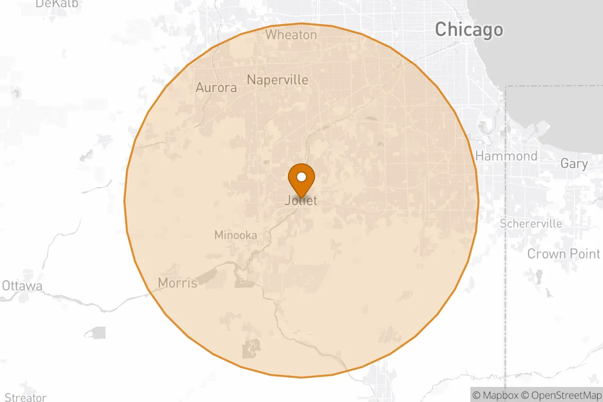 service area service area map in Joliet, IL